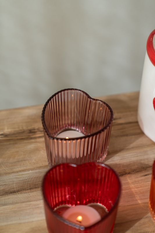 Telysholder hjerte – rosa