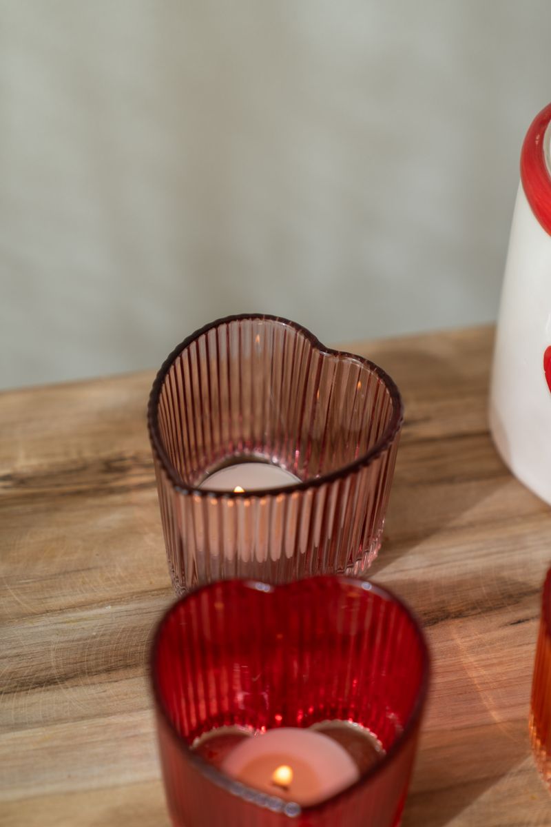 Telysholder hjerte – rosa