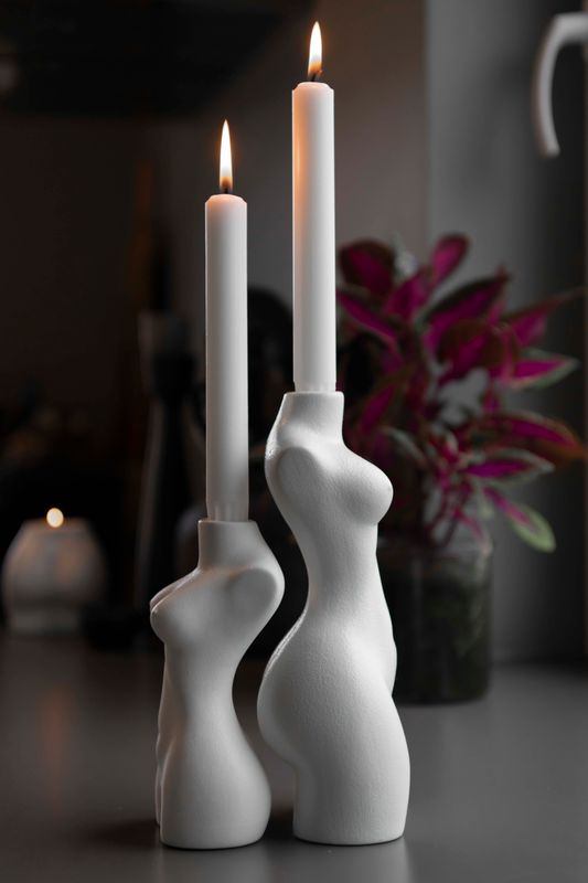 Lysestake - Femina helfigur hvit 16.5cm