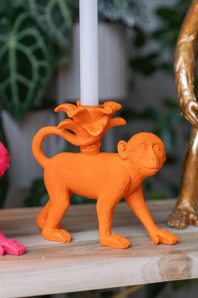 Hovedbilde Lysestake Apekatt 16cm - Oransje