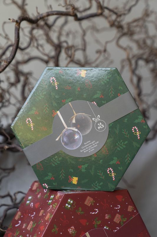 Julekule sett Candycane 7,5cm - Grønn