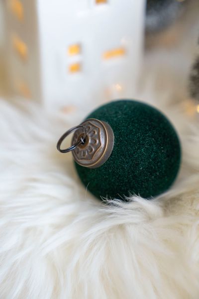 Hovedbilde Julekule 5cm glass/velour - Grønn