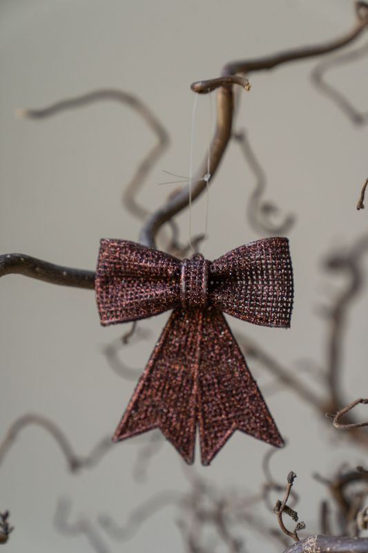 Jueltrepynt Glittersløyfe 9cm - Brun