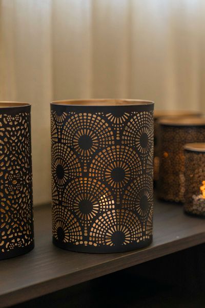 Hovedbilde Lysholder - svart/kobber - 18cm Buer