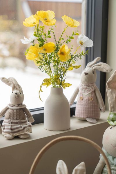 Hovedbilde Kunstig blomst i dolomittvase – 9×9×36 cm ...