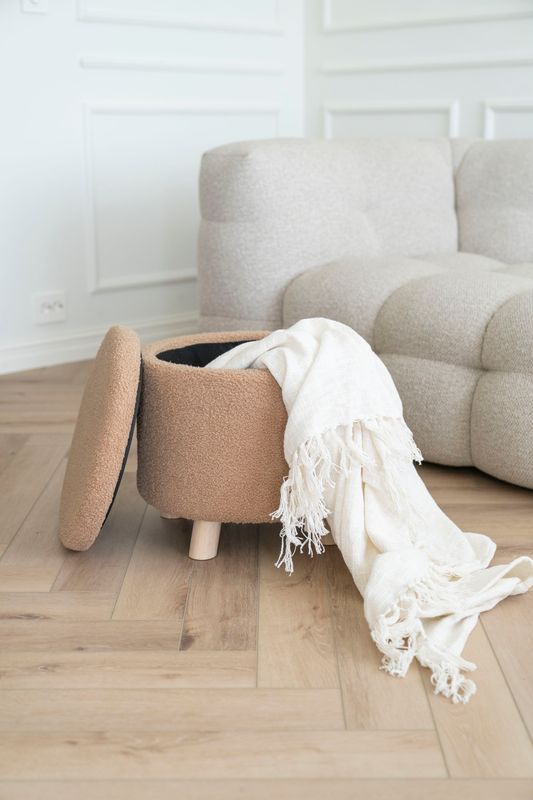 Teddy puff m/oppbevaring - Beige