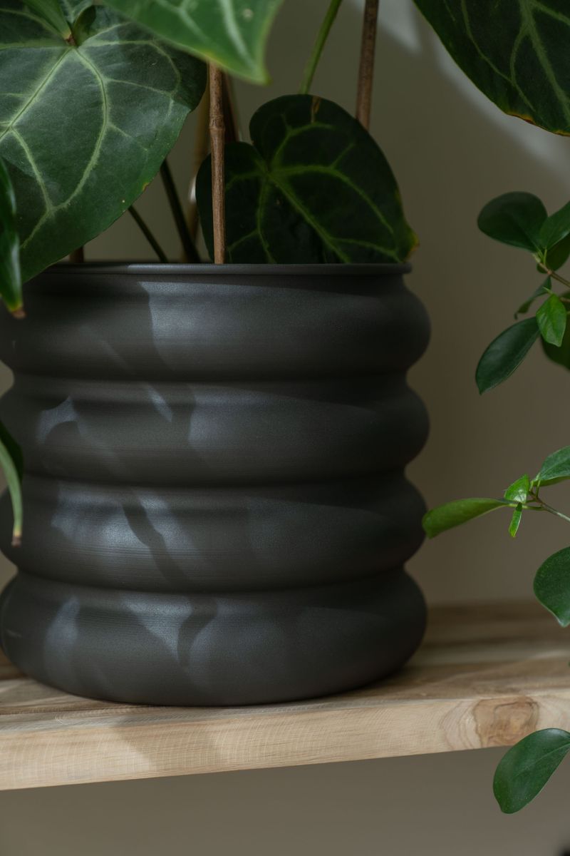 Blomsterpotte galvanisert – 3pk – mørk grå