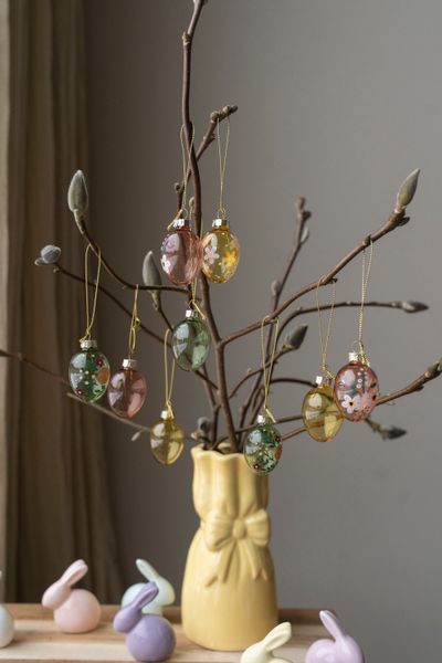 Hovedbilde Hengende glassegg – 9pk – 3×4 cm Gul ...