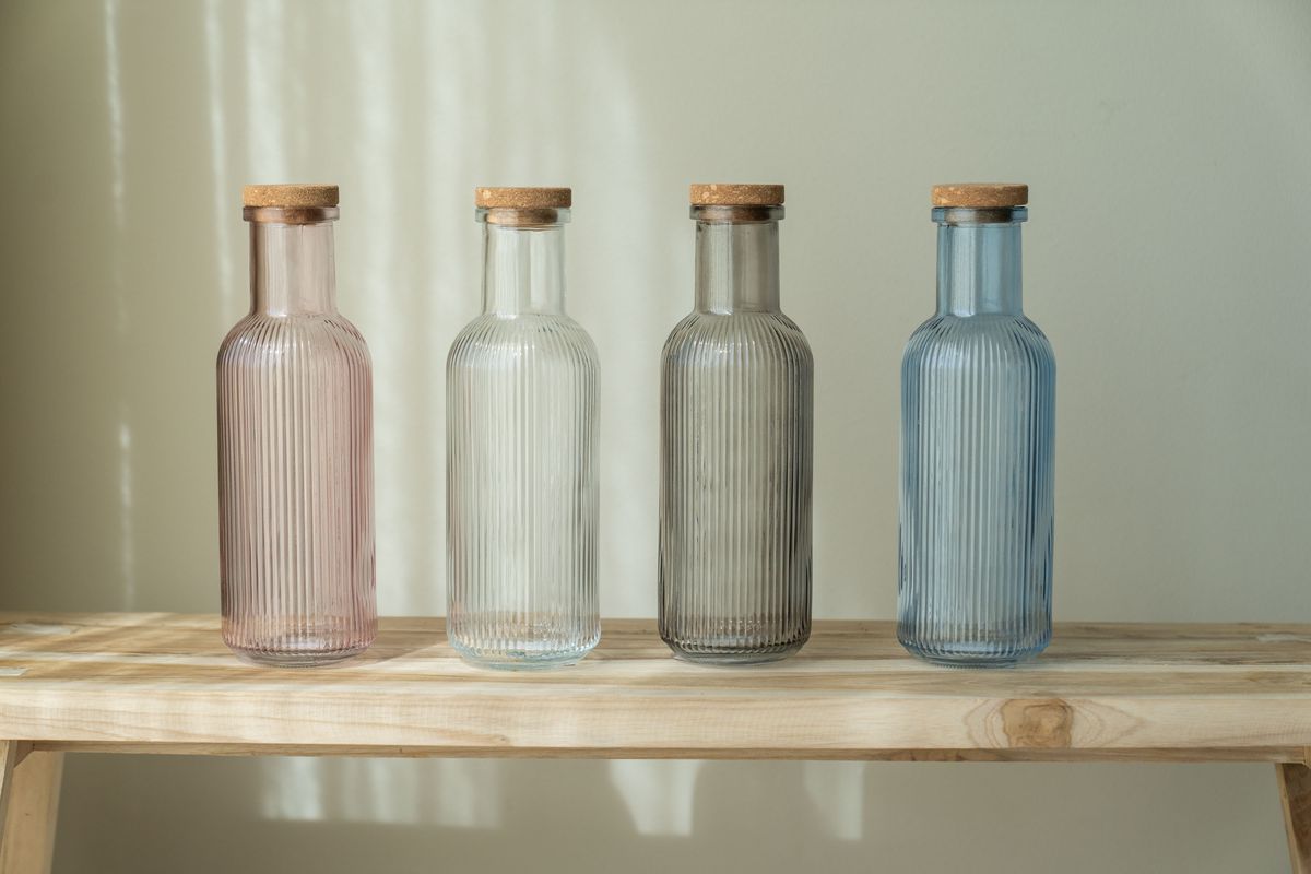 Glassflaske med kork – 1 L – Rosa