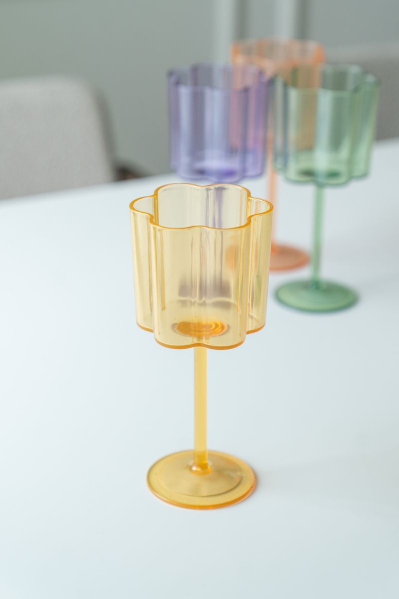 Blomst vinglass – 300 ml – gul
