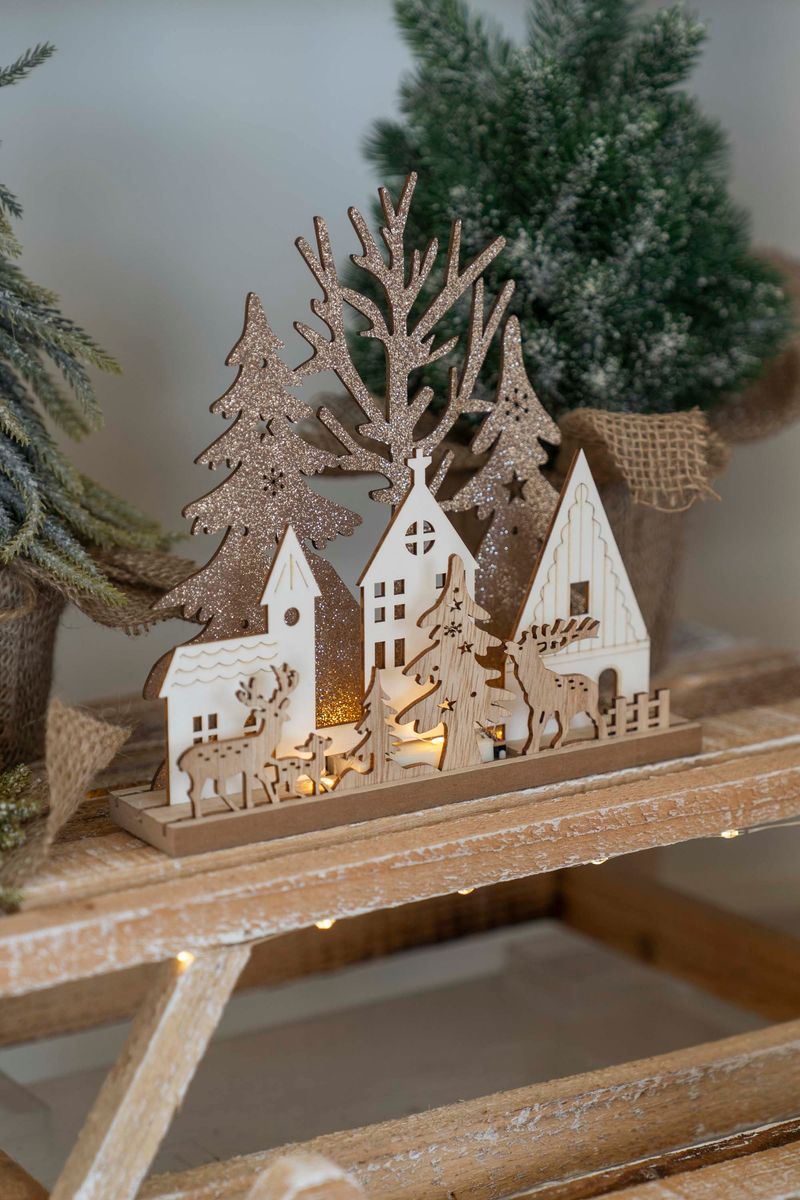 Xmas Bordlampe 15cm - Reinsdyrfamilie