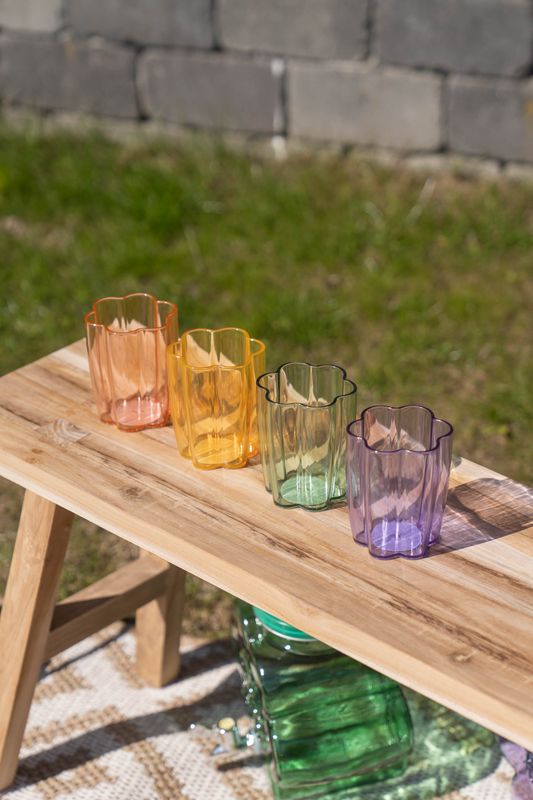 Blomst drikkeglass – 300 ml – gul