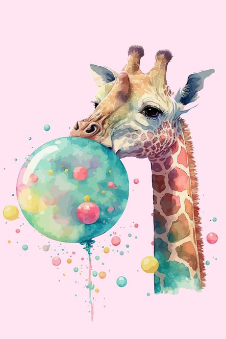 Hovedbilde Poster - Boble Giraff Rosa