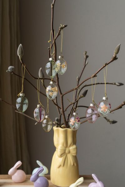 Hovedbilde Hengende glassegg – 9pk – 3×4 cm Lys ...