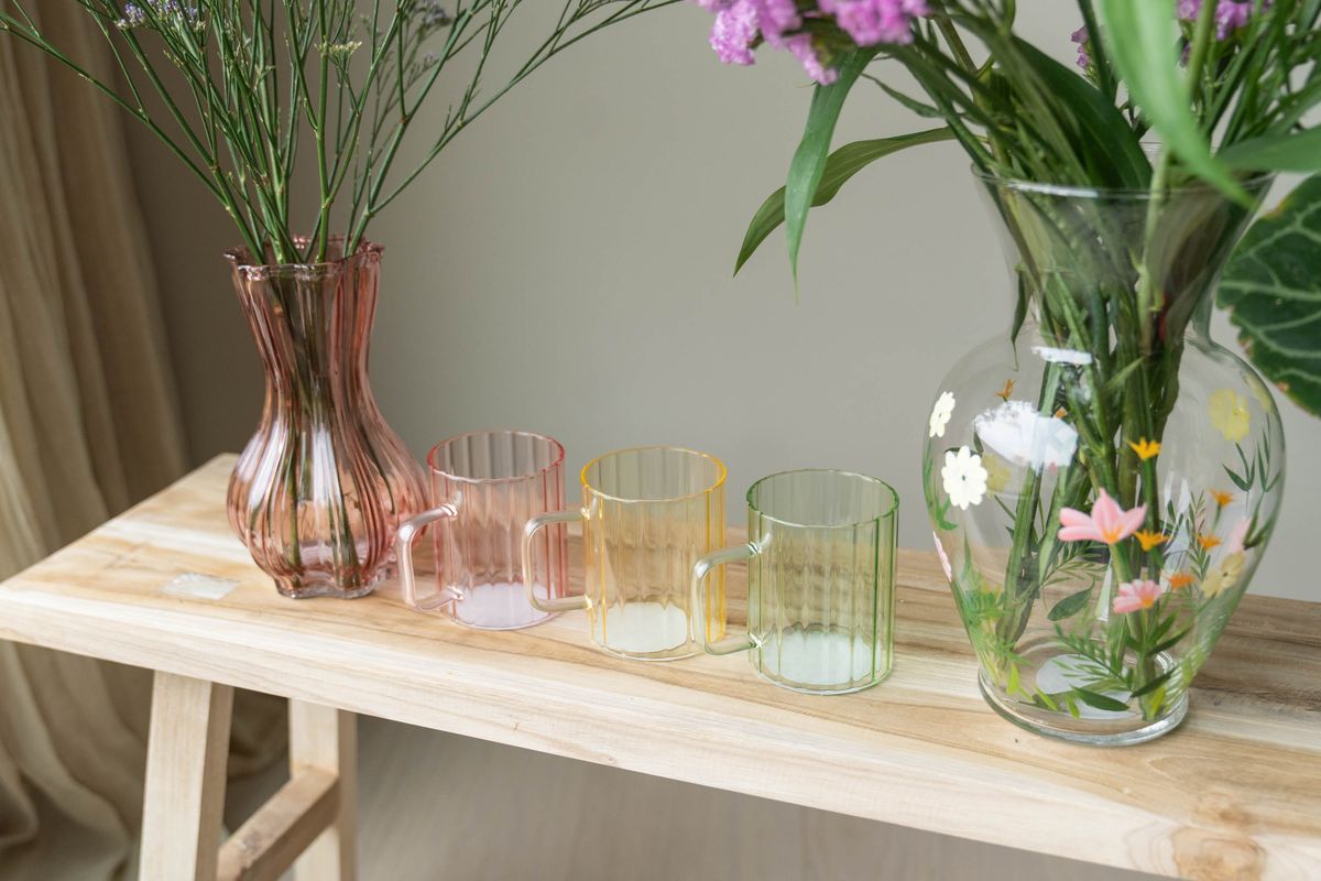 Te-glass med hank – 400 ml – Rosa