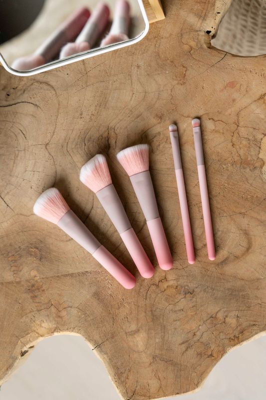 Sminkebørster 6pk Rosa
