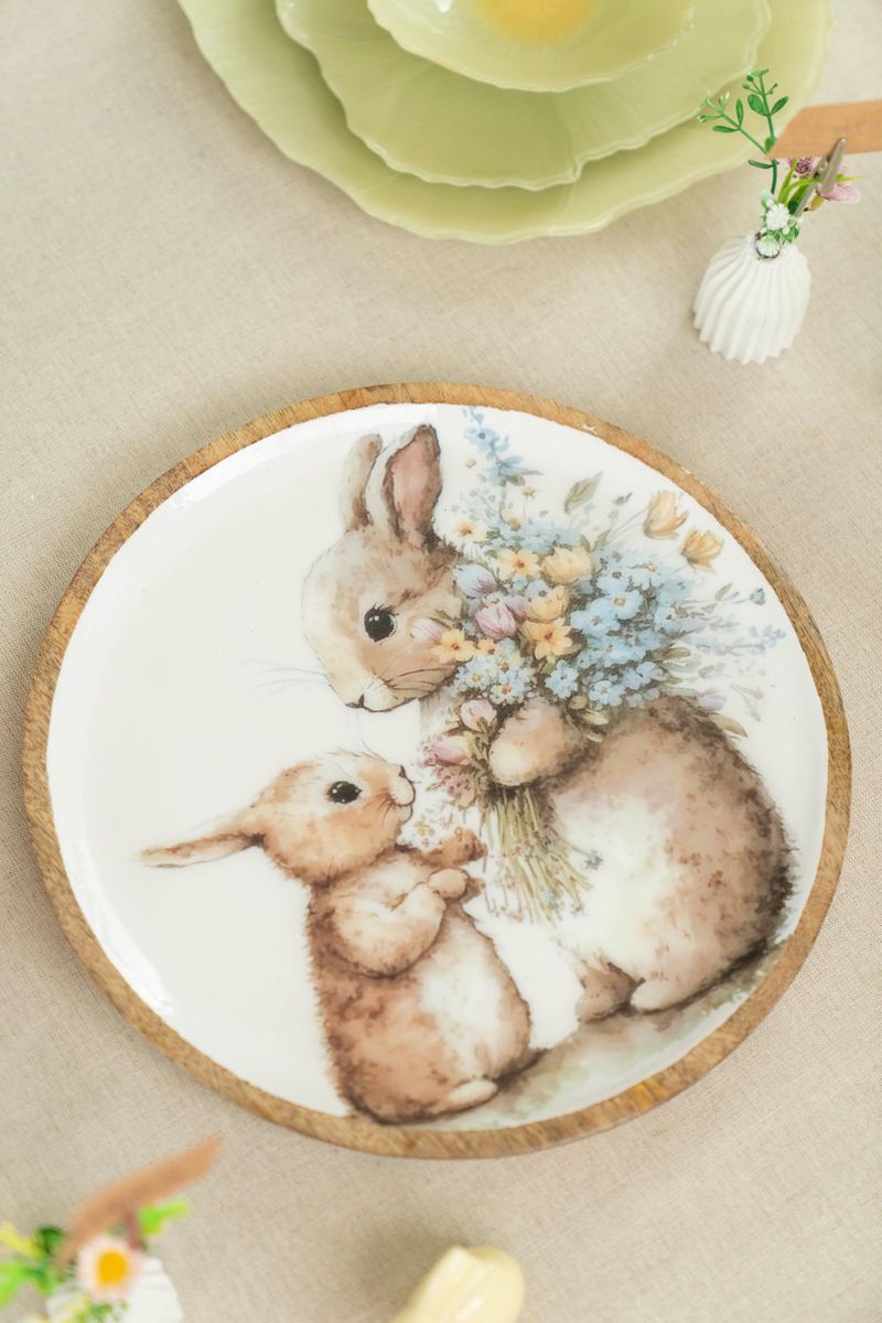 Vårsprett serveringsbrett – Ø30×H2,5 cm Familie