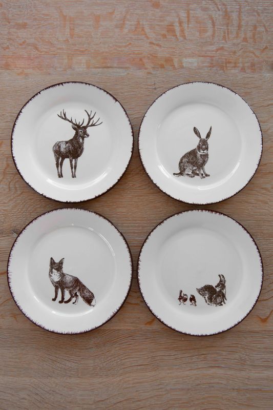 Villmark 4pk Sett Tallerken 27cm (Hare, Ekorn, Rev, Hjort)