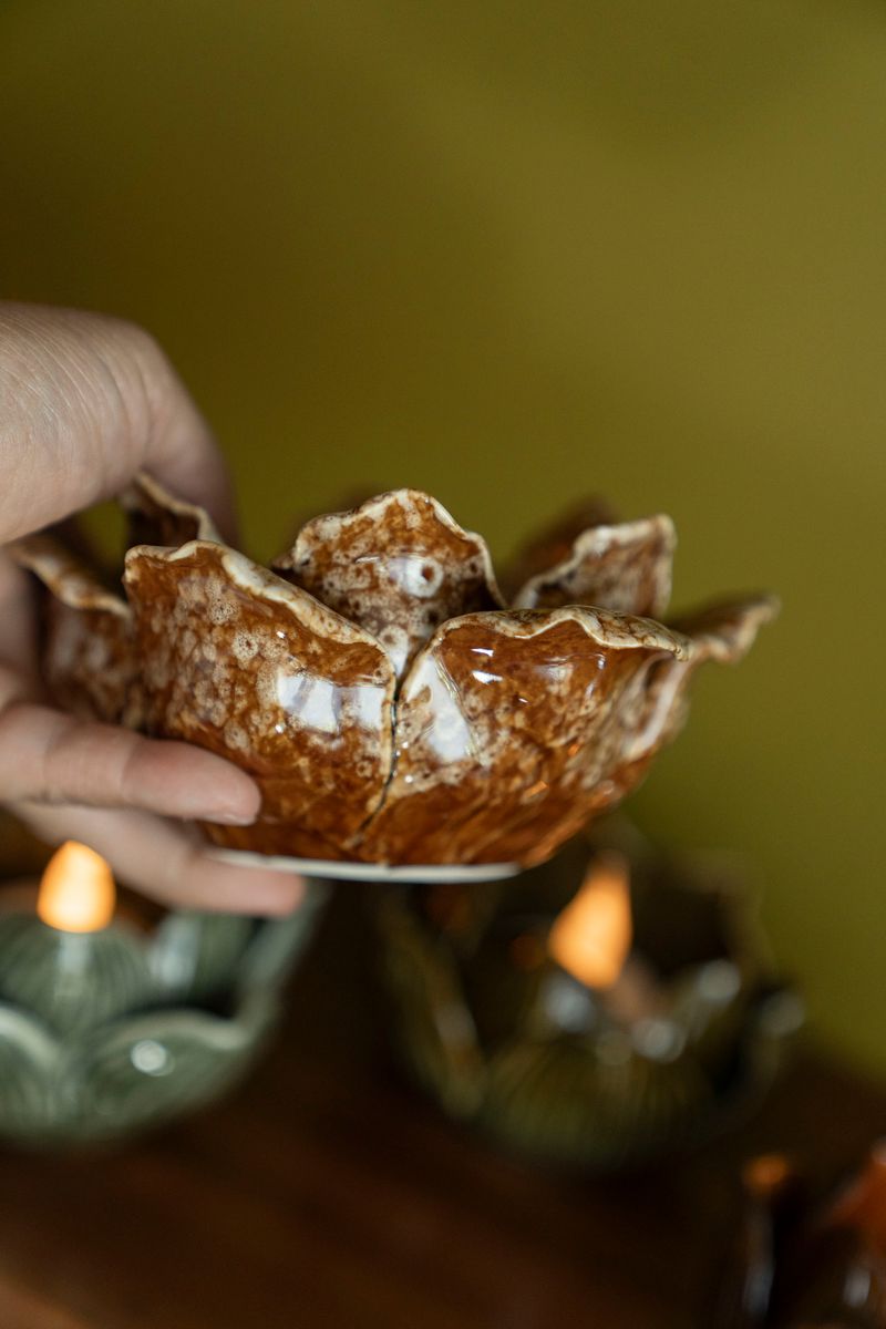 Lysholder Blomst - Brun