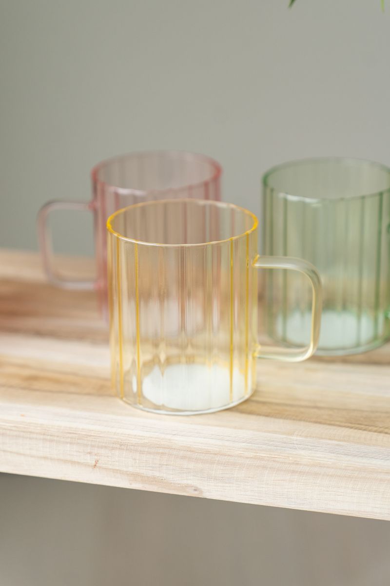Te-glass med hank – 400 ml – Gul