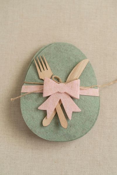 Hovedbilde Bestikkholder egg – filt – Grønn