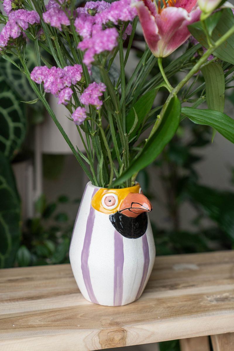 Vase Fugl 15x17cm - Lilla