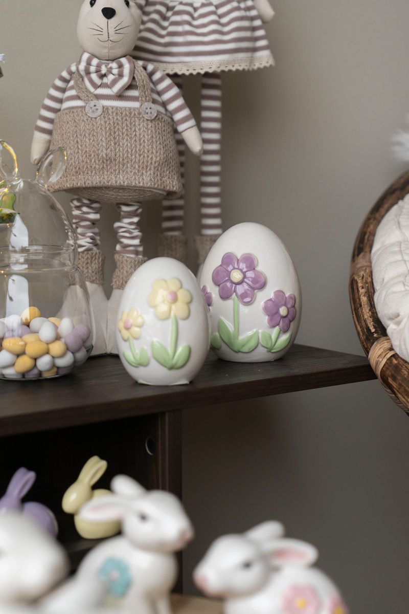Liljesol Påskeegg med lilla blomster – H13 cm