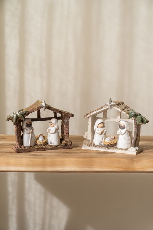 Julekrybbe 11cm - Brun