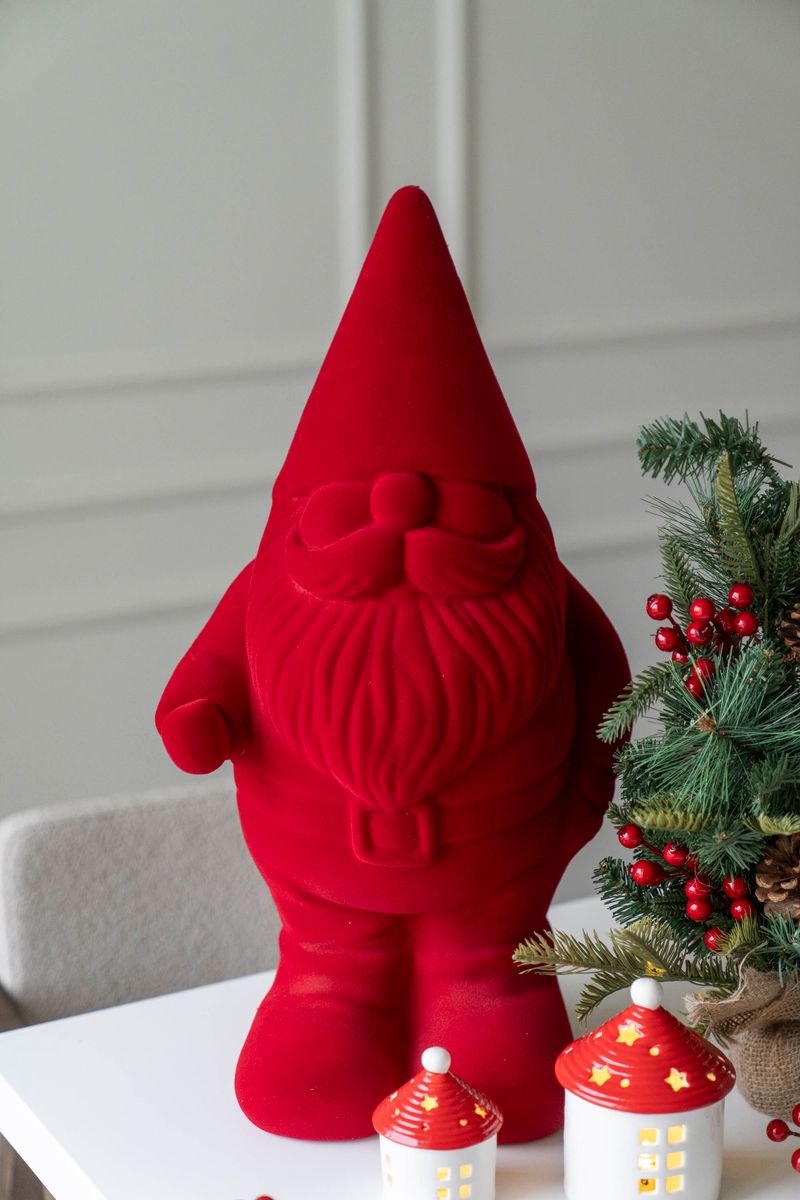 Velour Nisse 56cm Rød