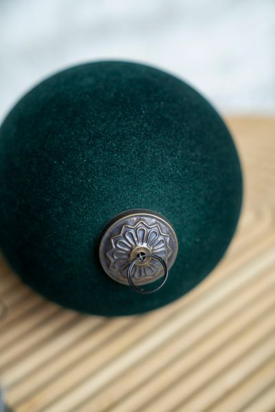 Hovedbilde Julekule 15cm glass/velour - Grønn