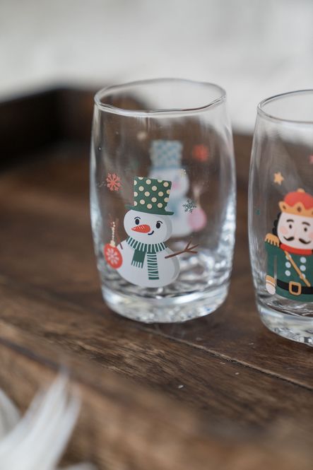 Hovedbilde Jolly Vannglass 2pk - Snømann og Nøtteknekker