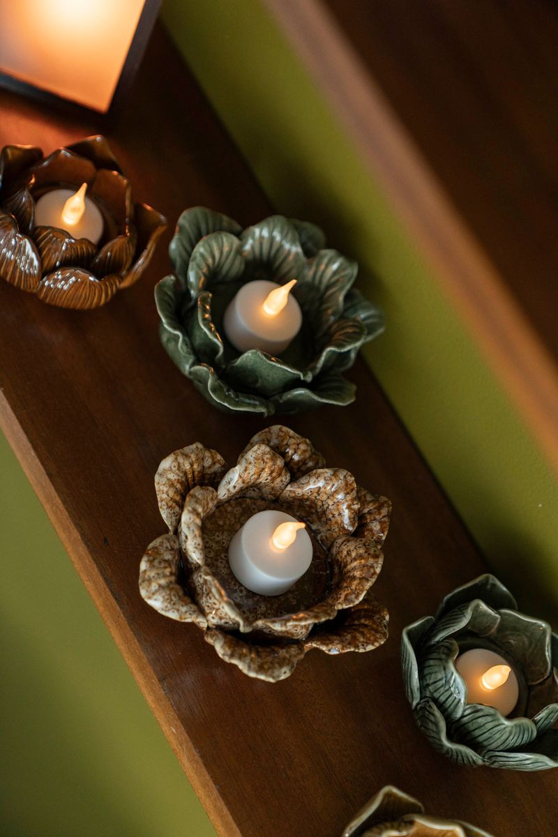 Lysholder Blomst - Brun