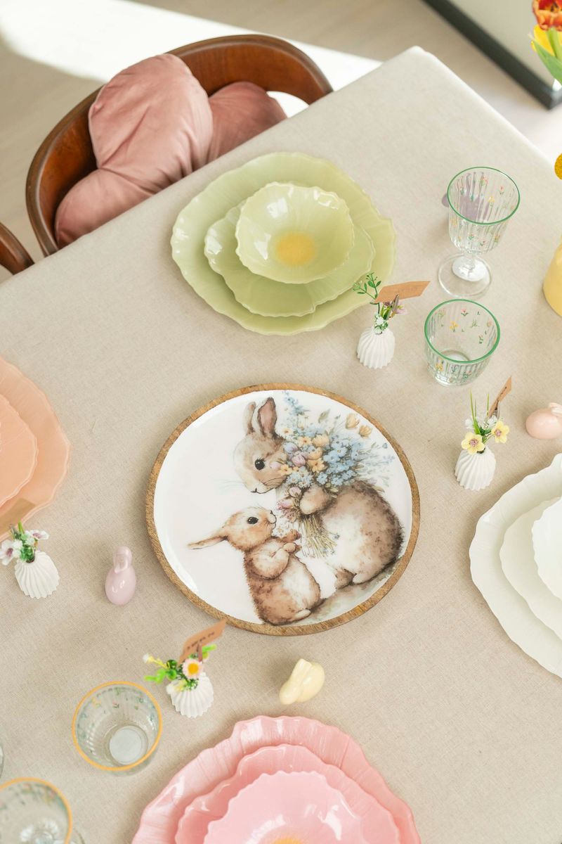 Vårsprett serveringsbrett – Ø30×H2,5 cm Familie