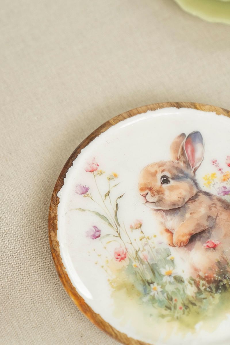 Vårsprett serveringsbrett – Ø22×H2,5 cm Kanin