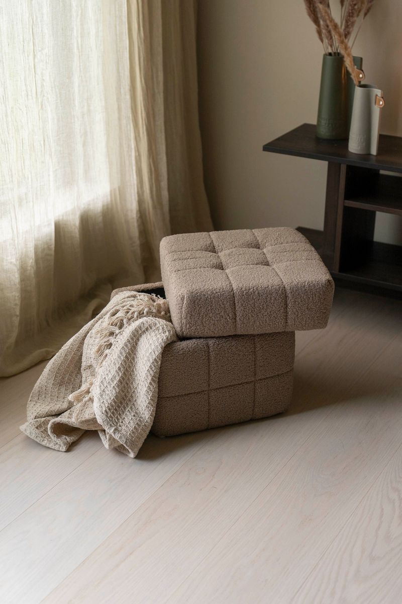 Puff m/oppbevaring Teddy Brun