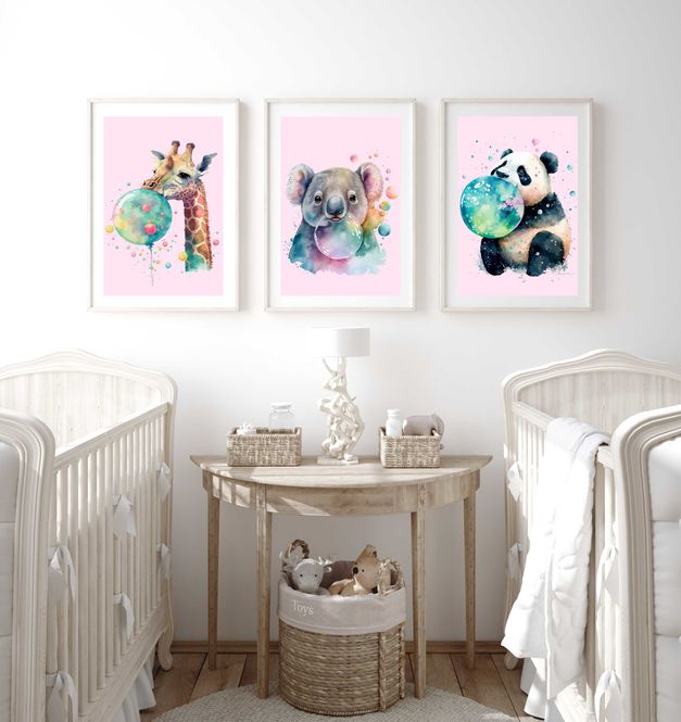 Hovedbilde Poster - Boble Giraff Rosa