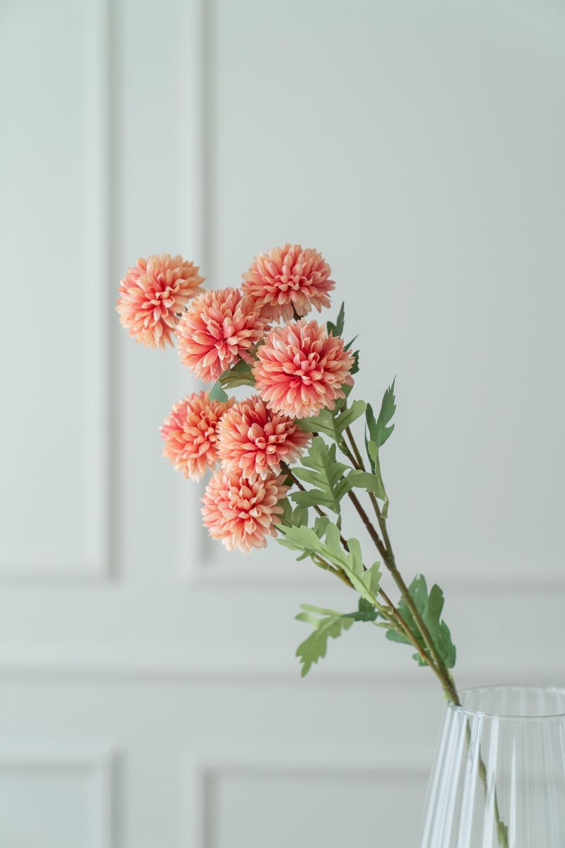 Kunstig Blomst Krysantemum 77cm - Beige/Rosa