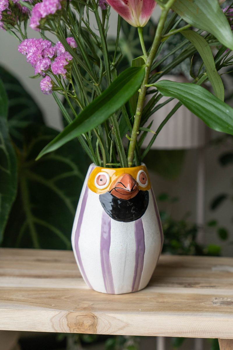 Vase Fugl 15x17cm - Lilla