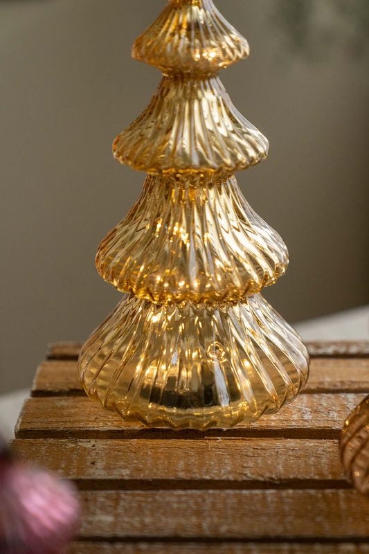 Glasstre LED 24cm - Gul