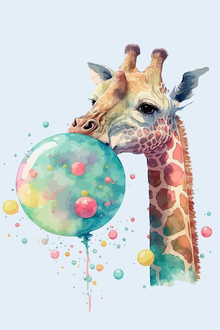 Hovedbilde Poster - Boble Giraff Blå