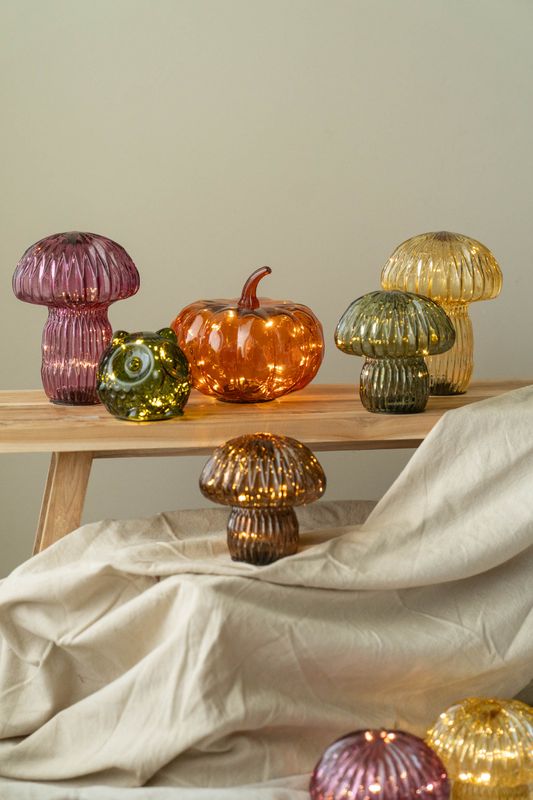 Glassopp LED 15cm - Gul