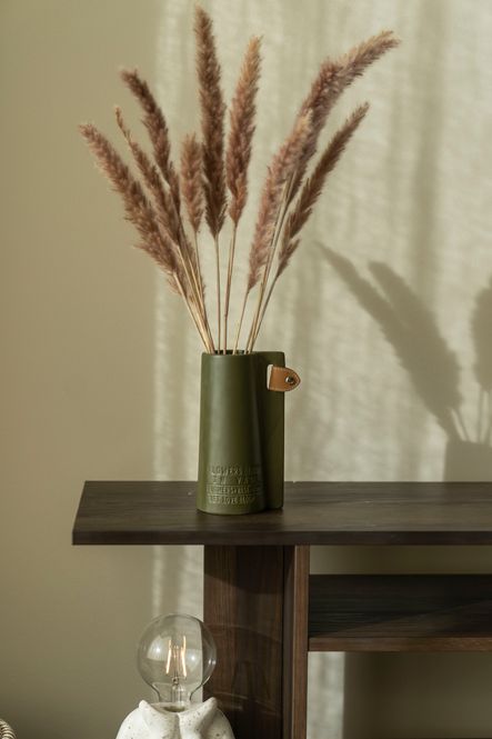 Hovedbilde Vase - Relieff - 10x8x18cm - Grønn