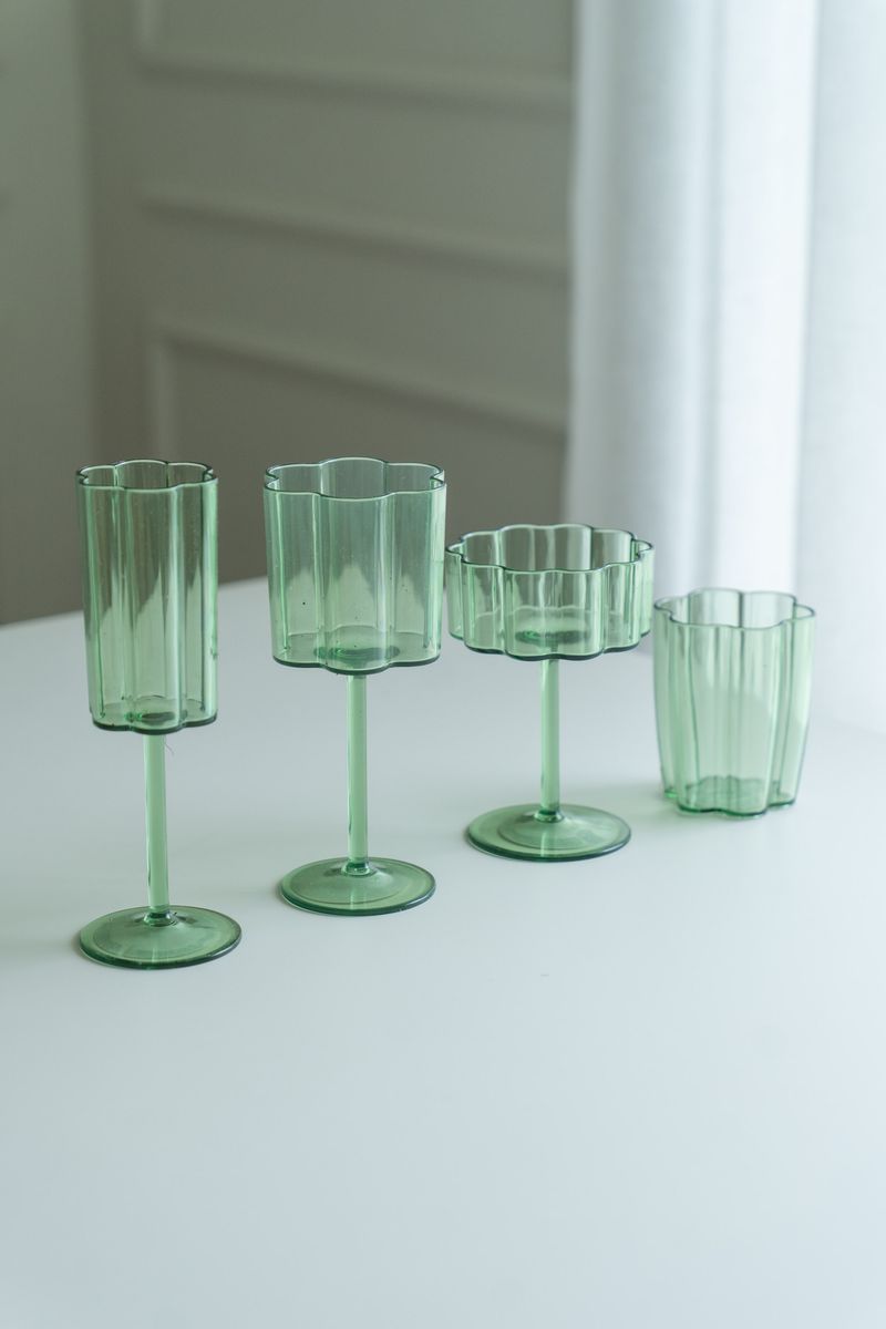 Blomst champagneglass – 200 ml – grønn
