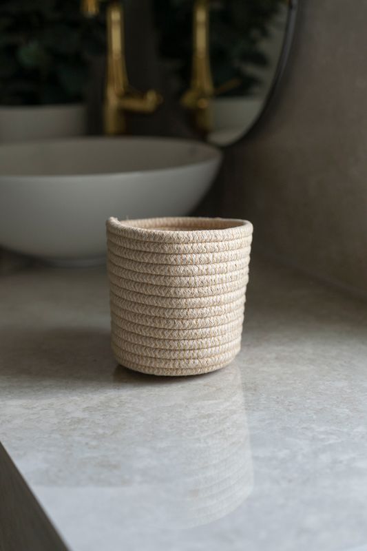 Bomullskurv 13x13cm - Beige