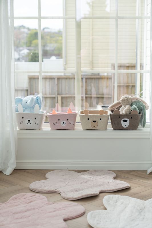 Oppbevaringskurv katt - rosa 2pk