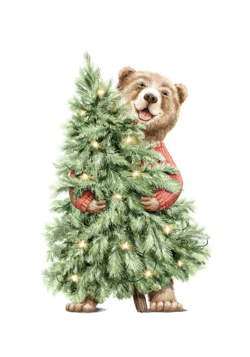 Poster - Juletre og Bjørn
