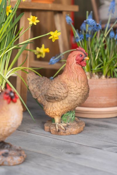 Hovedbilde Hagefigur høne – 21,5×12×27 cm - Brun