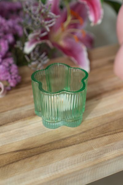 Hovedbilde Telysholder glass blomst – grønn